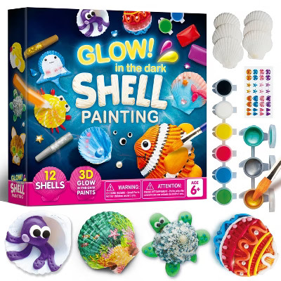 Joyfy 12 Pcs Glow in The Dark Sea Shell Painting Kit for Kids, DIY Arts & Crafts, Kids Paint Kits... | Target