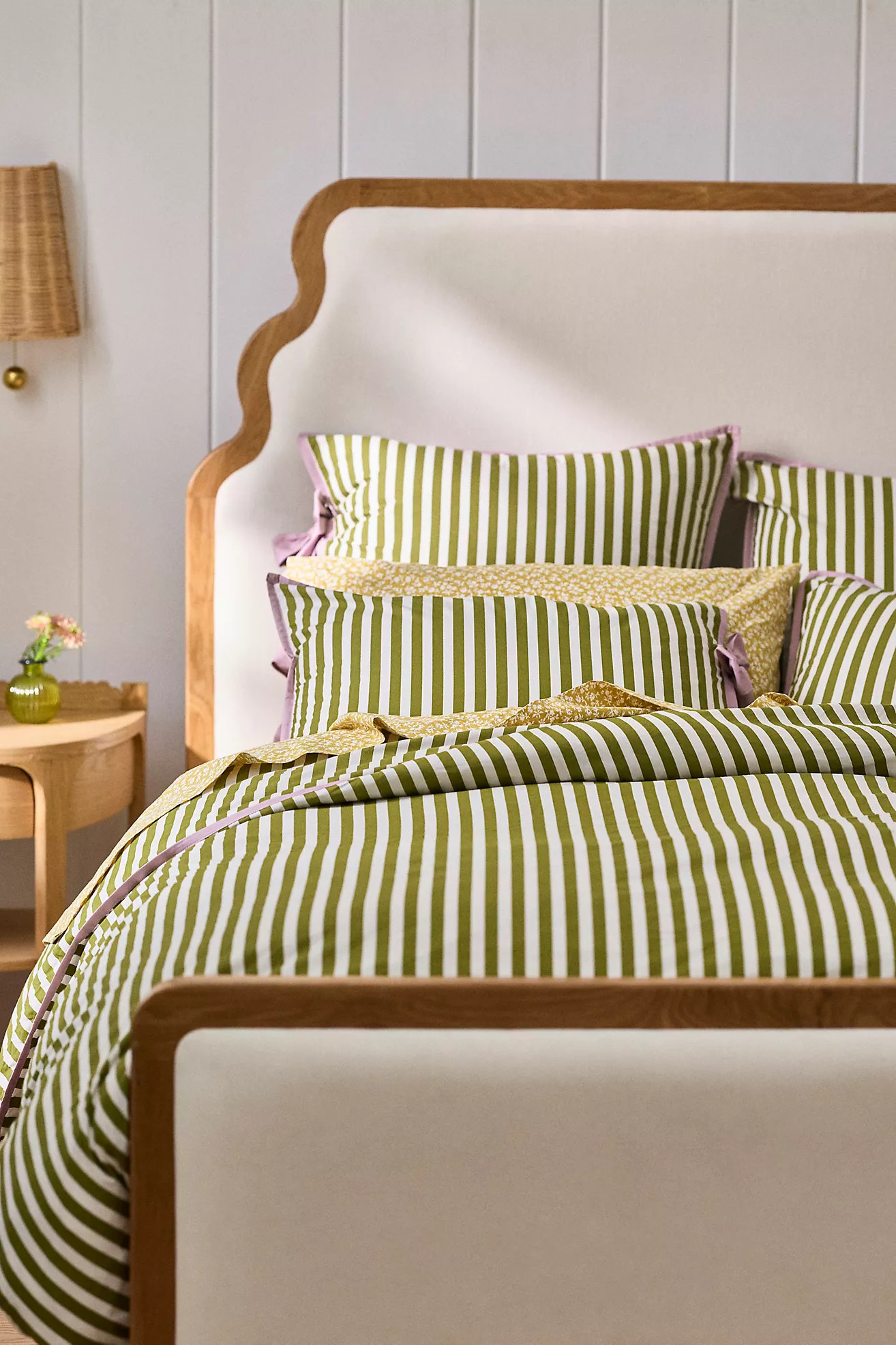 Maeve Brynne Cotton Percale Stripe Tie Printed Duvet