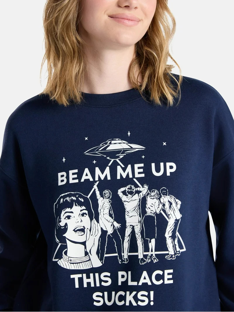 Netflix Stranger Things Oversized Fleece Sweatshirt from No Boundaries, Women’s Plus | Walmart (US)