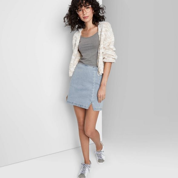 Women's Notch Front Seamed Jean Mini Skirt - Wild Fable™ | Target