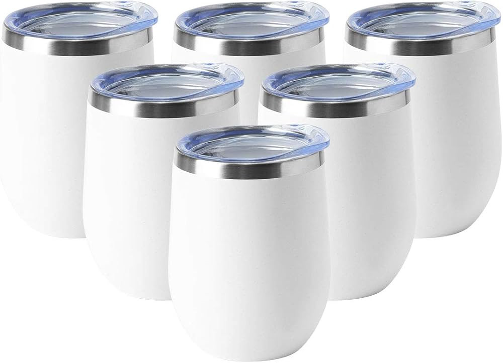 HASLE OUTFITTERS 12oz Wine Tumbler with Lid Stemless Wine Glasses Double Wall Vacuum Travel Mugs ... | Amazon (US)