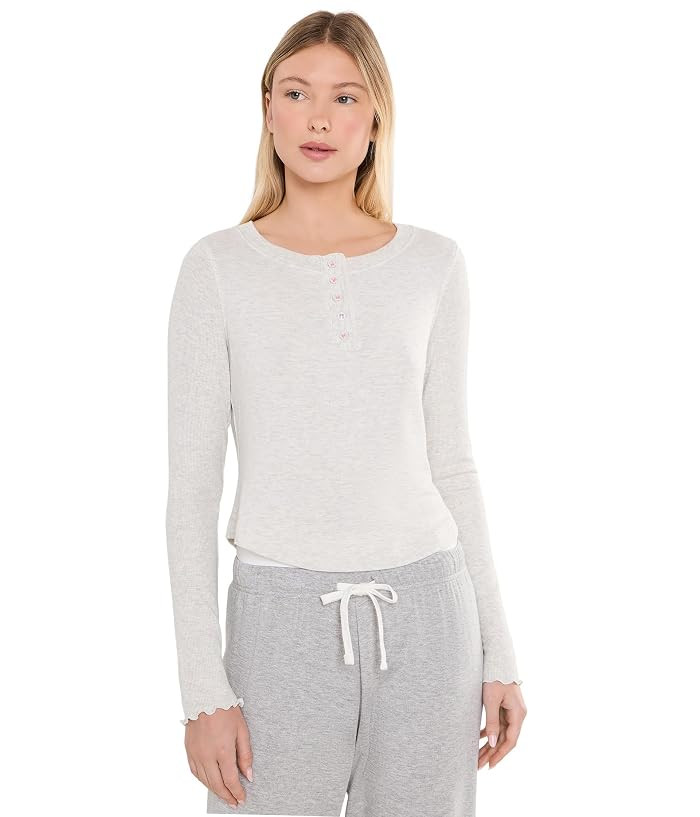 Free People Dream State Henley Top Women's Pajama Garnet Rose: MD (Women's 8-10), Modal | Zappos.com