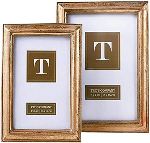 Two's Company 50390 Set of 2 Gold Leaf Photo Frames Includes 2 Sizes | Amazon (US)