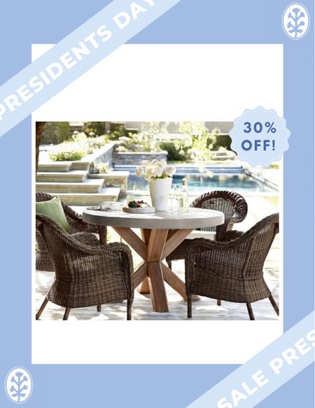 Major sale on these Pottery Barn woven outdoor dining chairs and round dining table! Now score them for 30% OFF! More linked ☀️😎

#LTKsalealert #LTKhome #LTKSeasonal