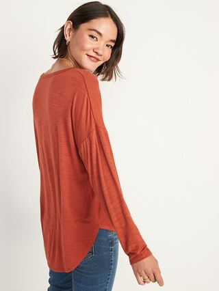 Luxe Long-Sleeve Voop-Neck Tunic T-Shirt for Women | Old Navy (US)