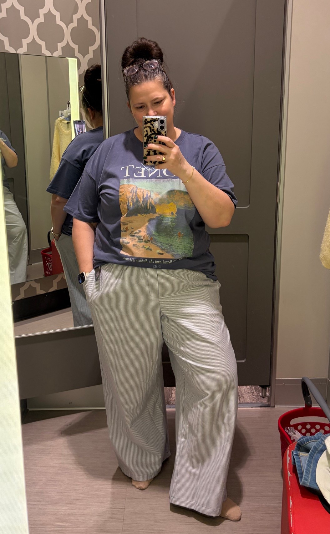 Effortless but make it cute 👏 These pull-on pinstripe pants are giving elevated comfort (hello stretchy waist 🙌), and paired with a graphic tee… it’s that “I didn’t try but still look put together” vibe. Perfect for running errands, school days, or a casual coffee date ☕️ Don’t sleep on these—Target is doing it again 💃
AD/Earns small commission 
#LTKStyle #TargetStyle #TargetFinds #EverydayOutfit #CasualChic #ComfortableStyle #MomStyle #TeacherOOTD #EffortlessOutfits #AffordableFashion

#LTKgrwm #LTKOver40 #LTKootd