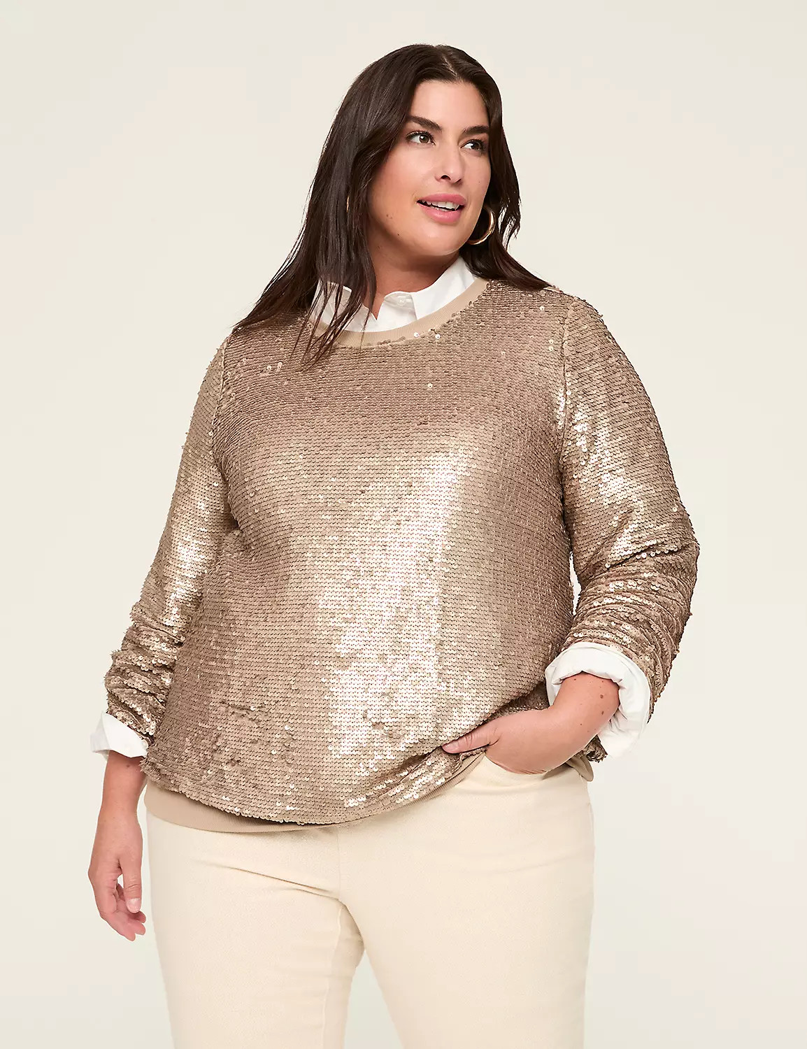 Crew-Neck Sequin Sweatshirt | Lane Bryant (US)