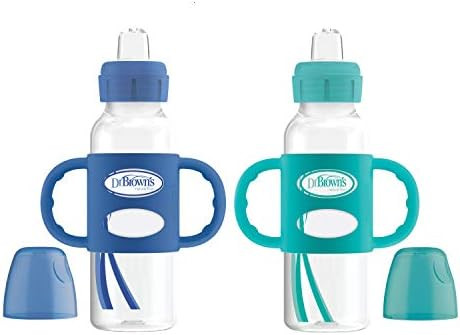 Dr. Brown's Milestones Transition Sippy Bottle with Silicone Handles - Blue/Turquoise - 8oz - 2pk -  | Amazon (US)