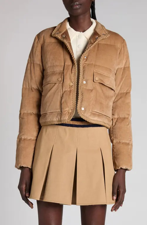 Moncler Essarts Down Corduroy Puffer Jacket in Camel at Nordstrom, Size 4 | Nordstrom