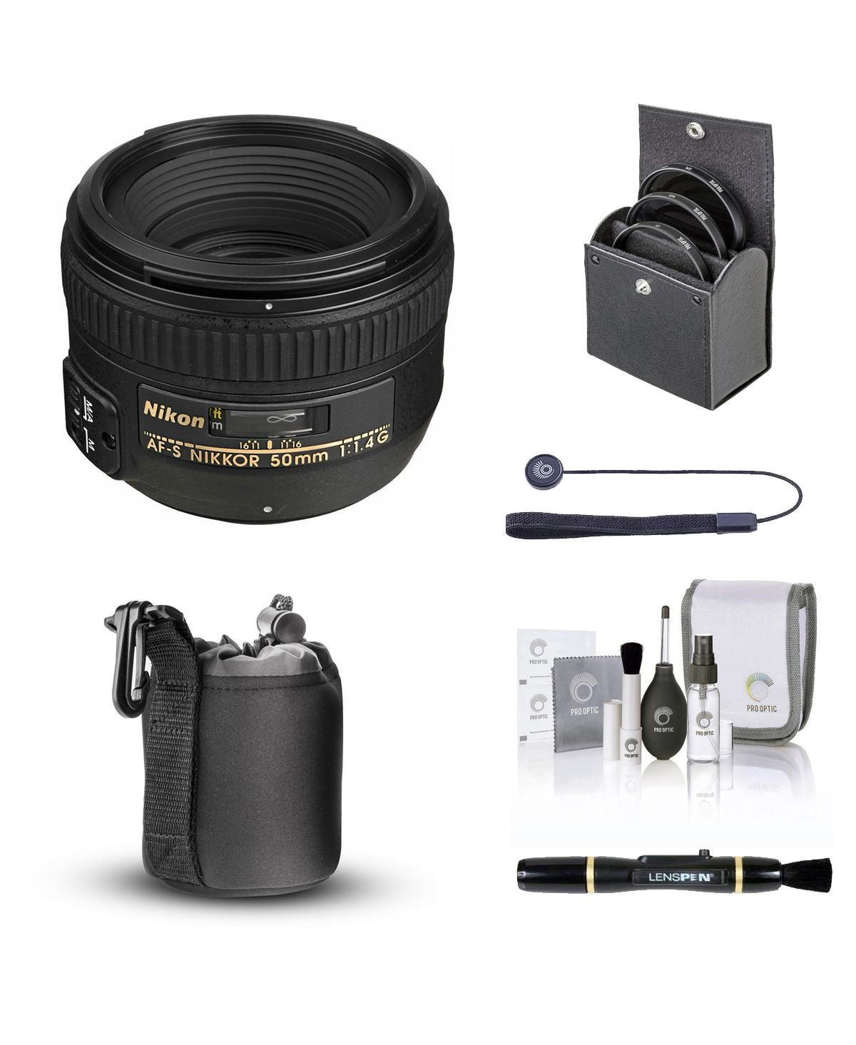 Nikon 50mm f/1.4G Af-s Nikkor Lens, Bundle with ProOptic 58mm Filter Kit, Lens Case, Lens Cleaner, Cleaning Kit, Lens Cap Tether - Black | Macy's