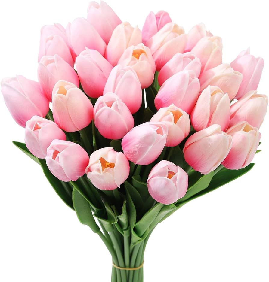 Tifuly 24 Pcs Fake Tulips Artificial Latex Tulips Real Touch Bridal Bouquet for Home Table Party ... | Amazon (US)