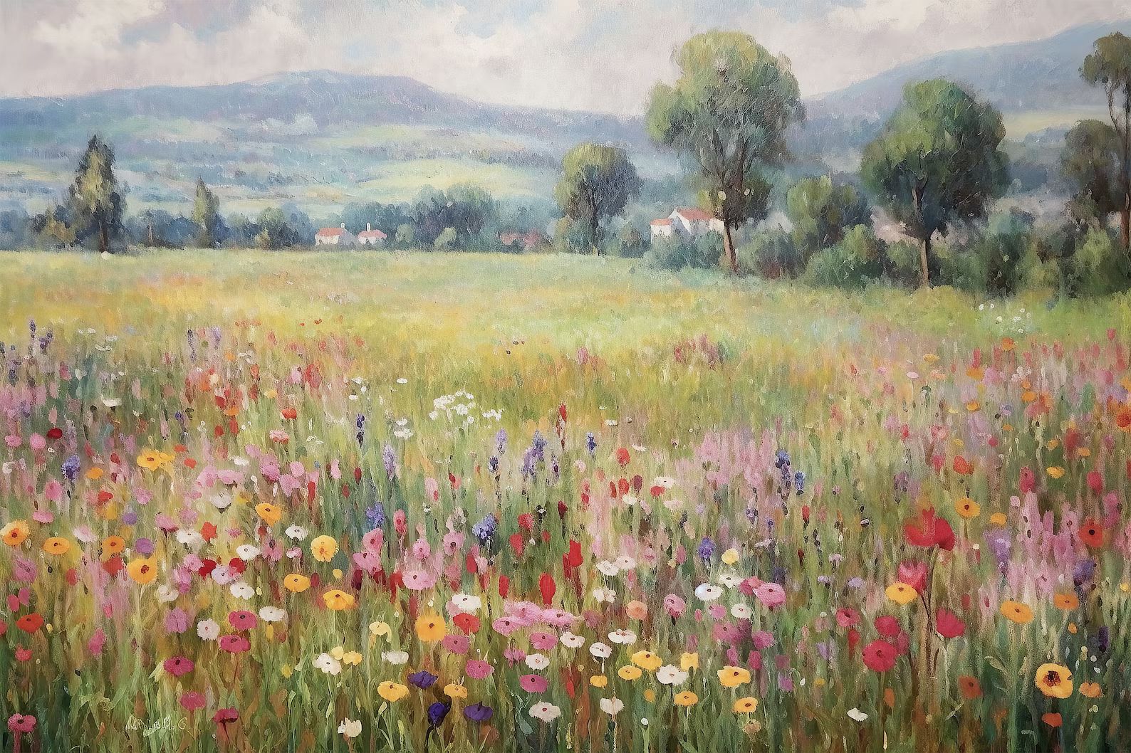 Wildflower Field Impressionist Oil Painting Wall Art PRINTABLE Vintage Digital Download #175 | Etsy (US)