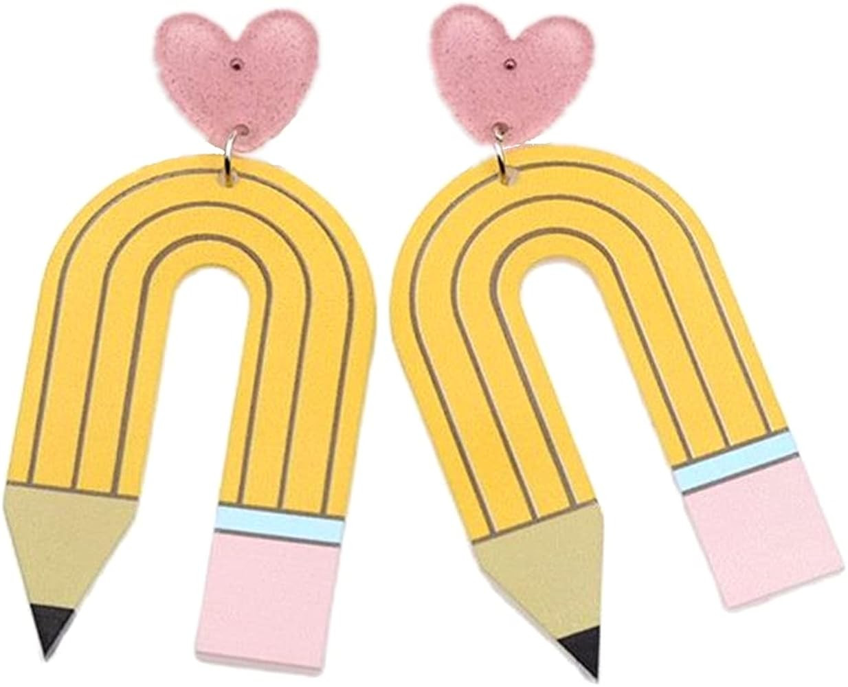 Cute Pencil Dangle Earrings Funny Pencil Heart Drop Earrings Colorful Creative Jewelry Back to Sc... | Amazon (US)