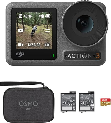 DJI Osmo Action 3 Creator Combo, Action Camera 4K + 155° Super-Wide FOV, 10-Bit Color Depth, Sta... | Amazon (US)