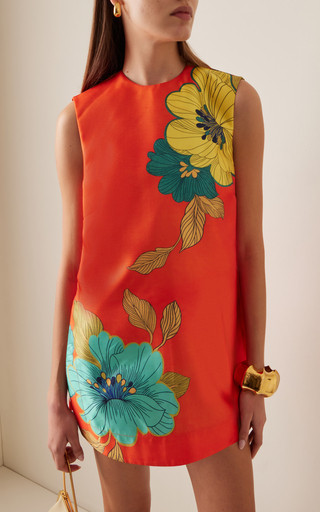 Piato Floral-Satin Mini Shift Dress | Moda Operandi (Global)