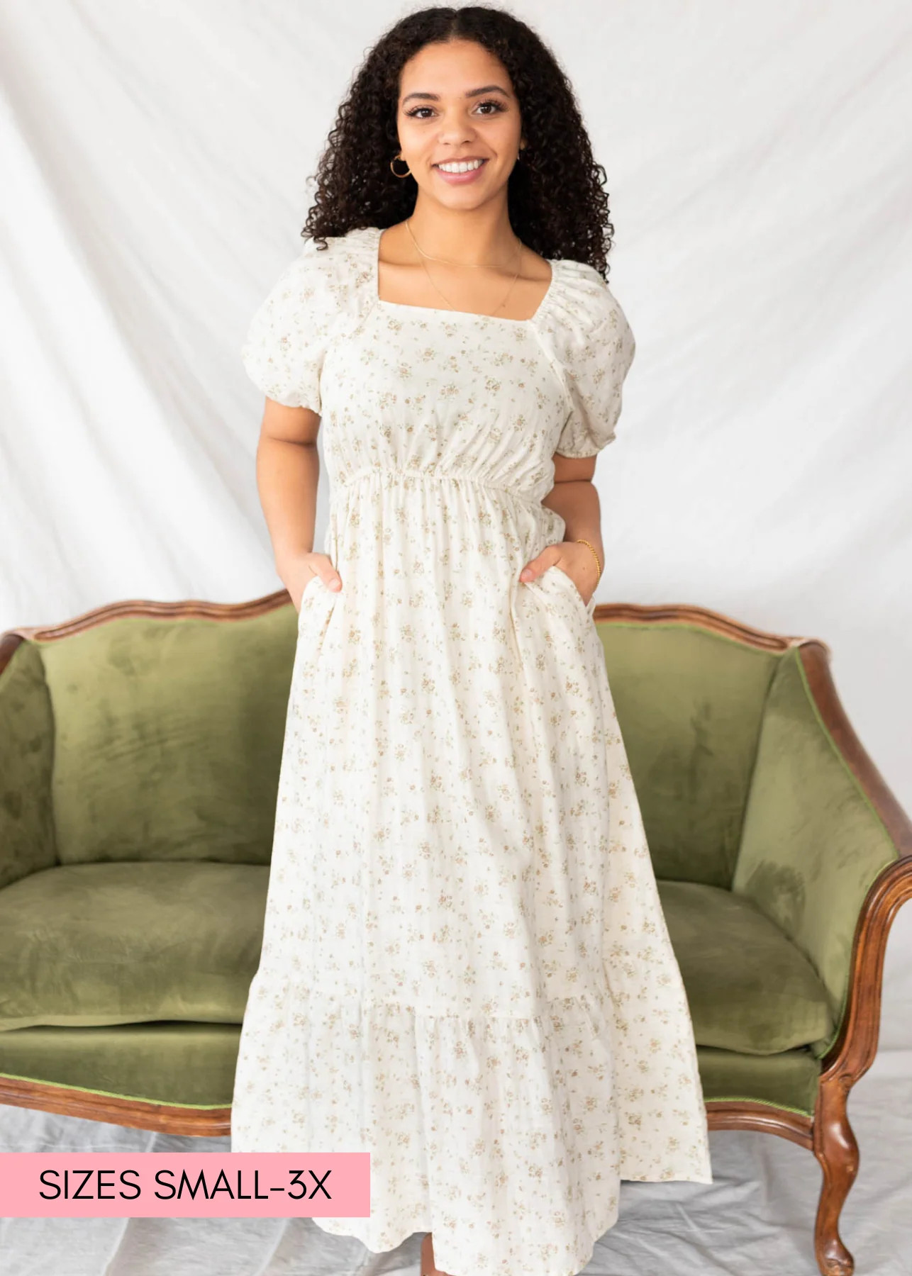 Zana Tan Floral Dress | My Sister's Closet Boutique