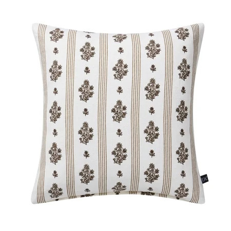 My Texas House 18" x 18" Brown Floral Stripe Decorative Pillow Cover | Walmart (US)