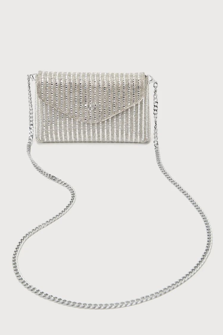 Lustrous Perfection Silver Rhinestone Crossbody Bag | Lulus