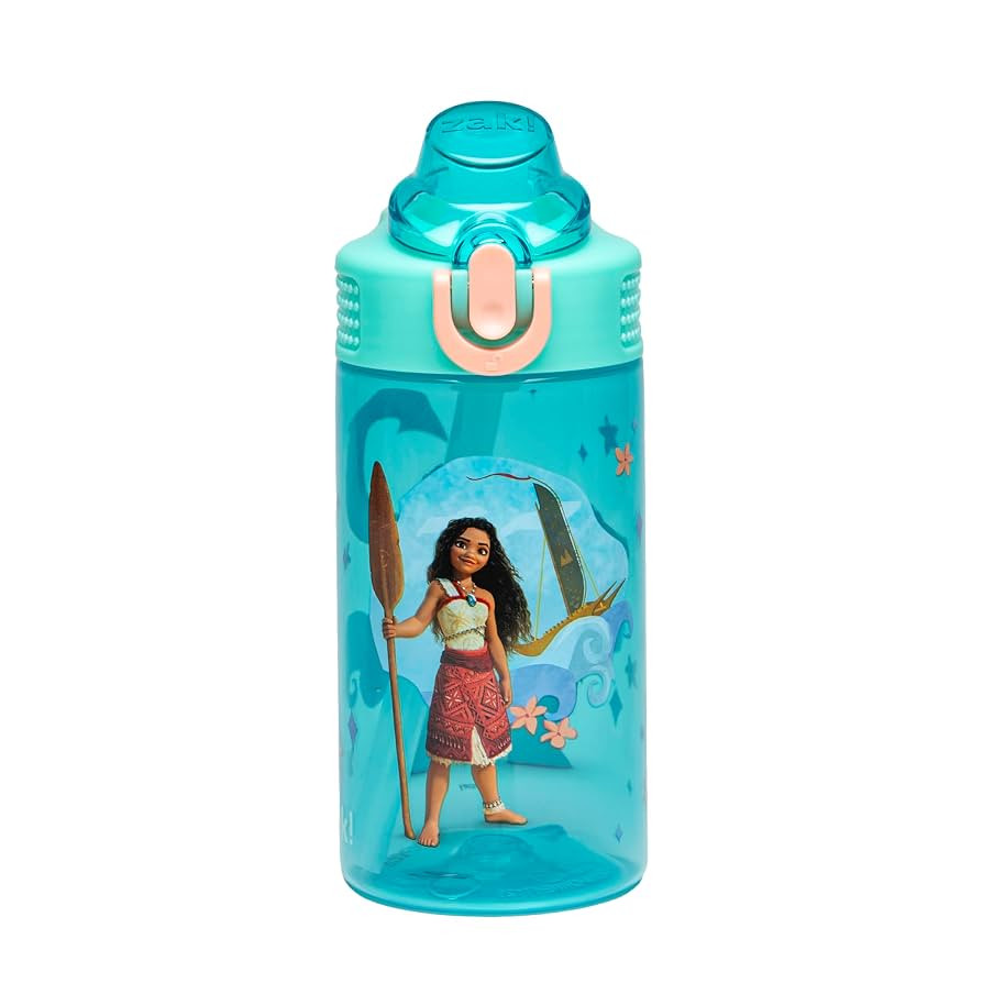Zak Designs Disney Moana Sage Kids Water Bottle For School or Travel, 16oz Durable Plastic Water ... | Amazon (US)