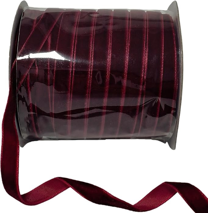 Vintage Burgundy Velvet Ribbon 3/8 Inch Wide 50 Yards for Christmas Tree Gift Wrapping Flower Bou... | Amazon (US)