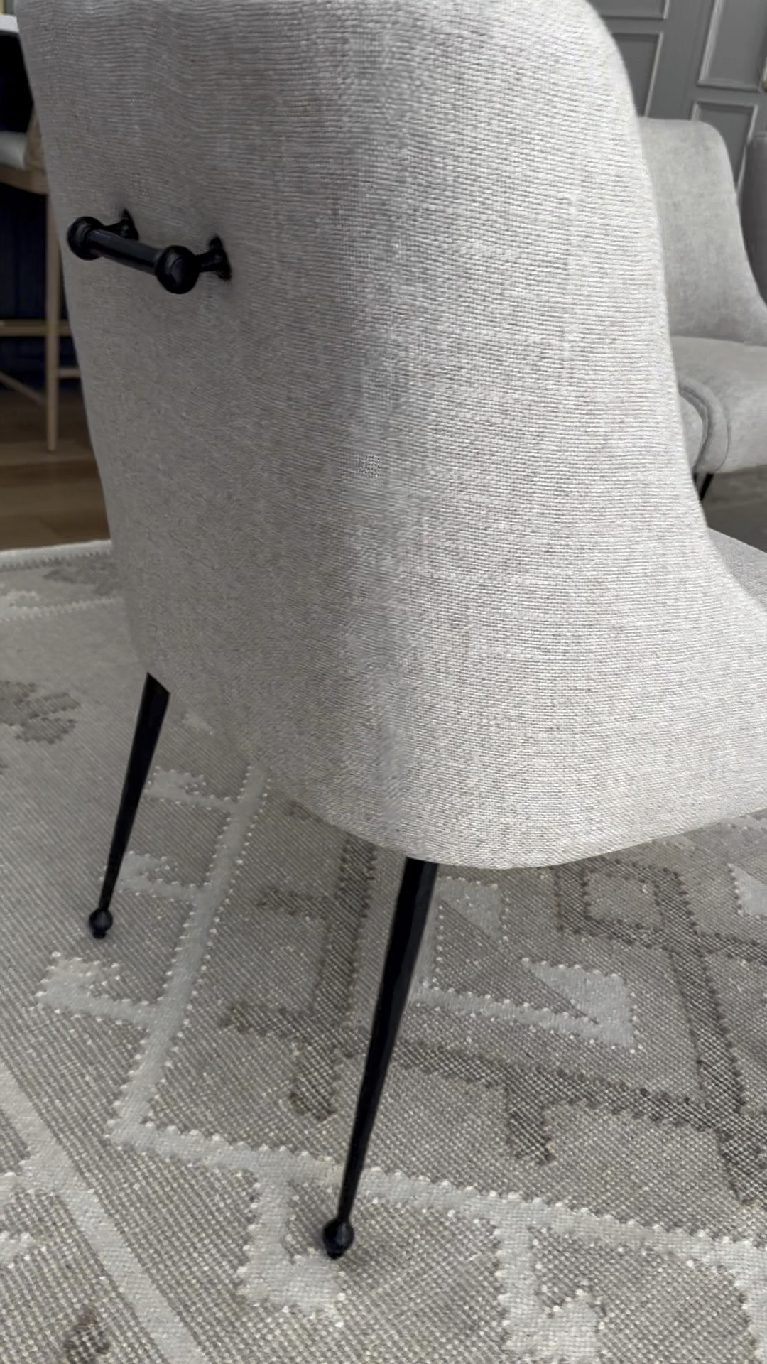 Cotton-linen upholstery, forged iron legs, classic dining chair / accent chair / neutral chair / neutral dining chair 

#LTKVideo #LTKHome #LTKStyleTip