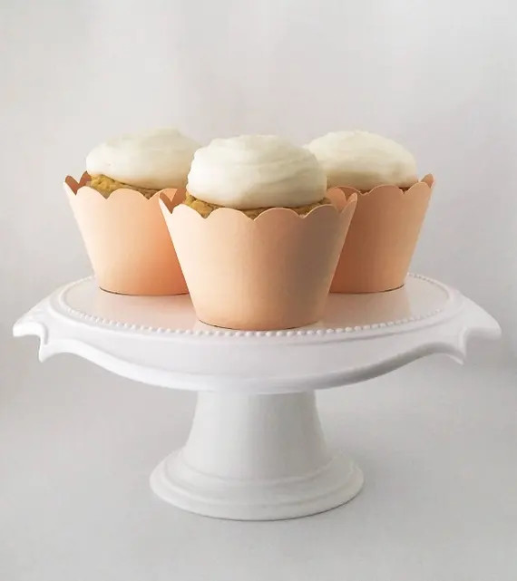 Set of 12 | Nude Peach Cupcake Wrappers | Light Peach Cupcake Wrappers, Pale Orange, Pastel Orang... | Etsy (US)