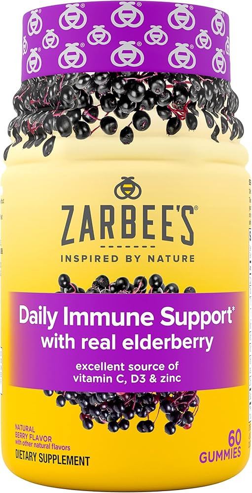 Zarbee's Gummy Daily Immune Support Supplement With Vitamins A, C, D, E & Zinc, Black Elderberry ... | Amazon (US)