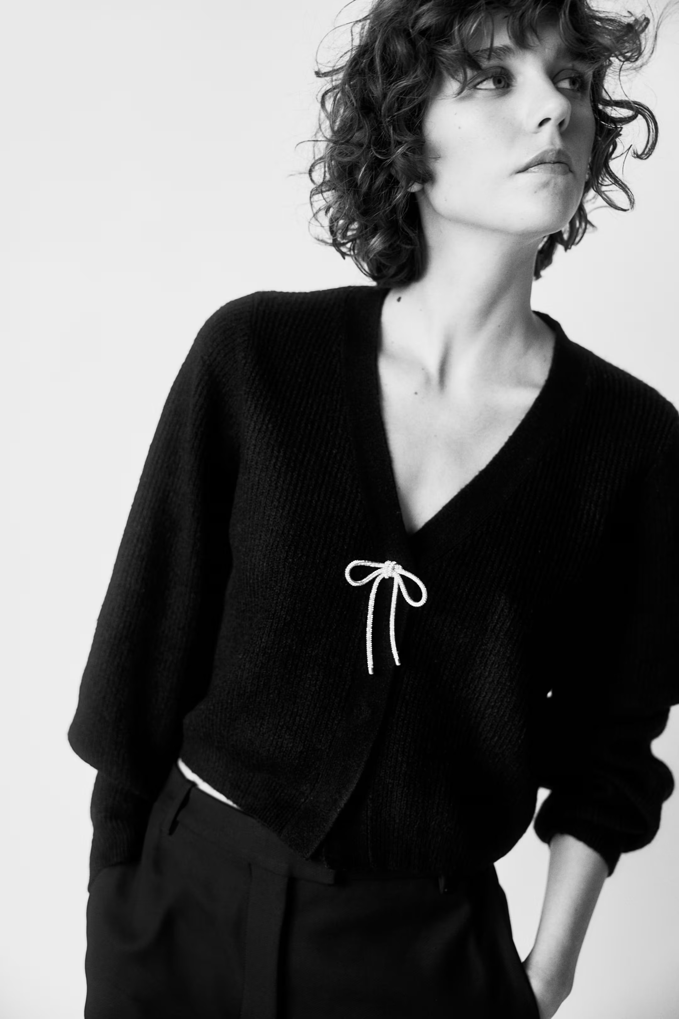 Bow-Detail Rib-Knit Cardigan | H&M (US + CA)