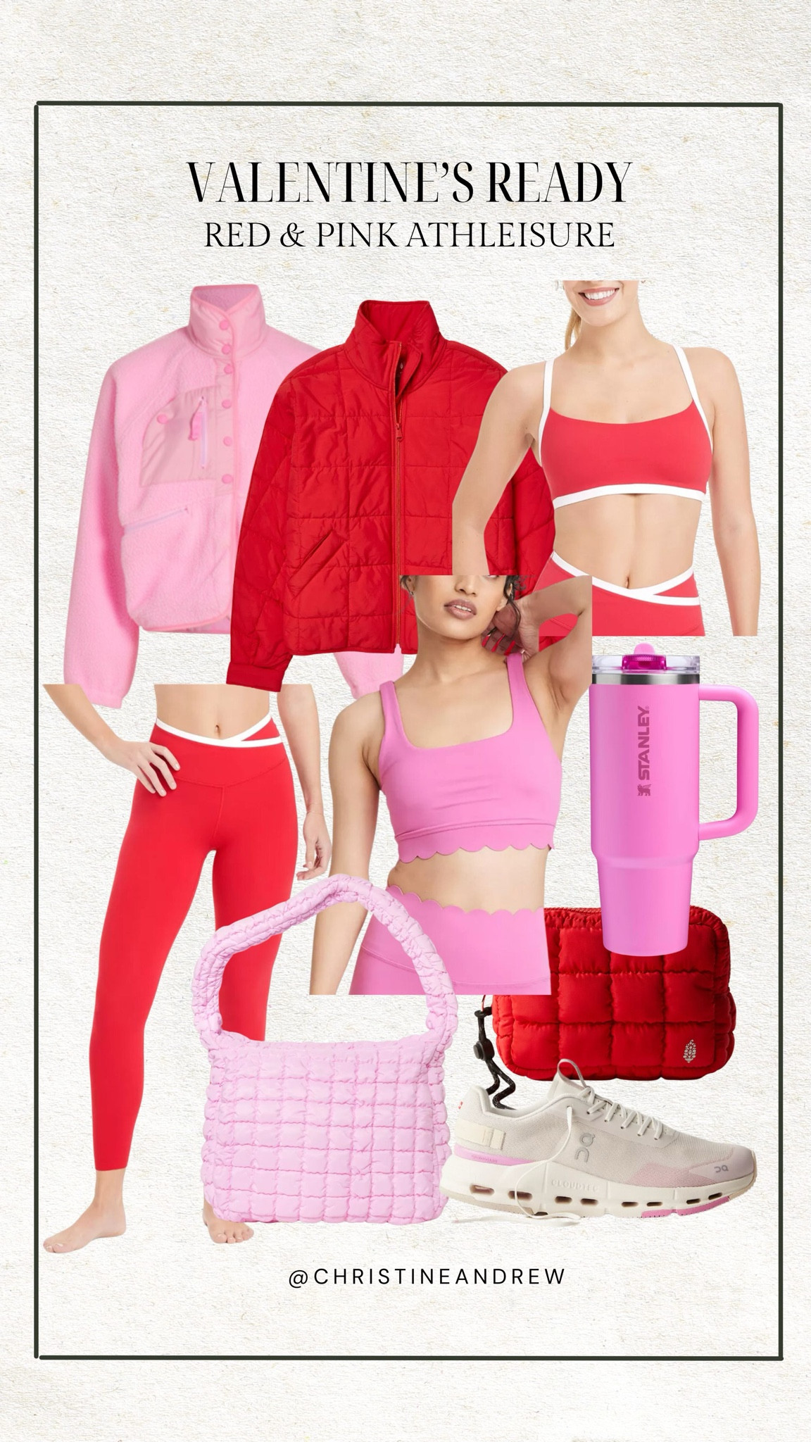 Valentines ready - red & pink athleisure ❤️💖

Free people, target fashion, pink Stanley, valentines gift, valentines outfit, red sports bra, red leggings, red jacket, pink fleece, quilted tote, oncloud, pink sports bra, scalloped sports bra, yoga outfit, gym outfit, Pilates outfit, Christine Andrew 

#LTKActive #LTKFitness #LTKSeasonal