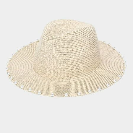 Pearl Trim Straw Fedora Hat | Walmart (US)