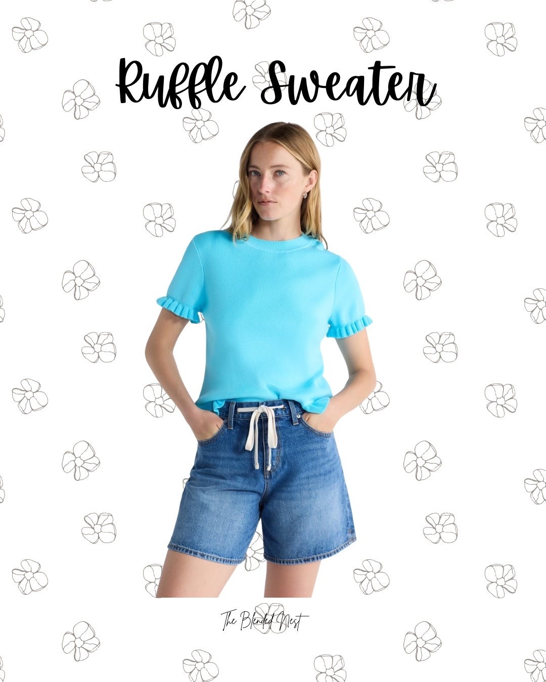 This lightweight, colorful sweater is perfect for this time of year!   I love the ruffles on the sleeve and waist. It comes in this blue and a vibrant green.

#LTKSeasonal #LTKOver40