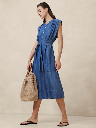 Chambray Midi Shift Shirtdress | Banana Republic Factory