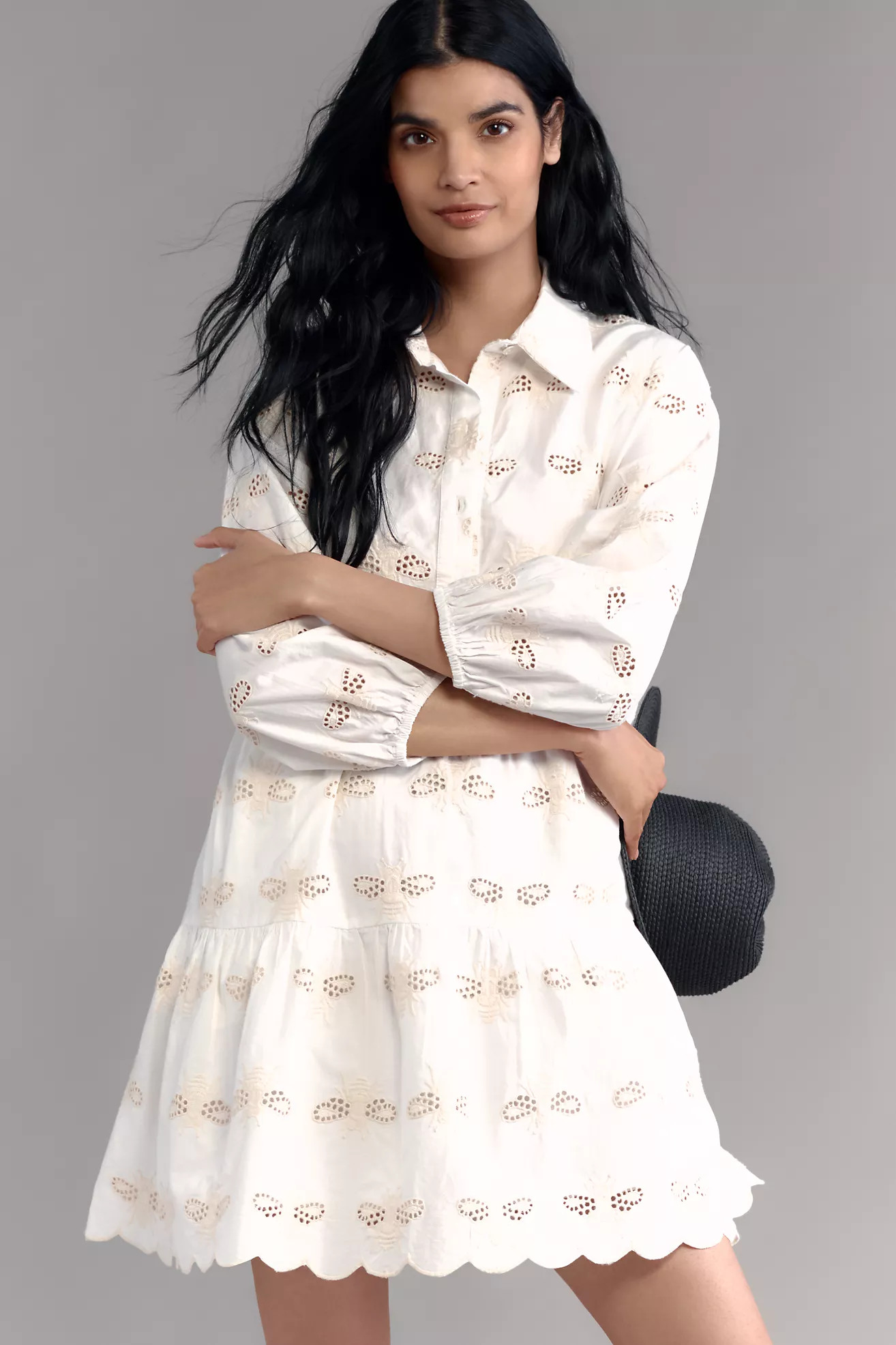 The Bettina Tiered Shirt Dress by Maeve: Eyelet Mini Edition | Anthropologie (US)