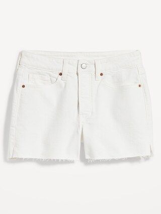 High-Waisted OG Straight White Jean Cut-Off Shorts for Women -- 3-inch inseam | Old Navy (US)