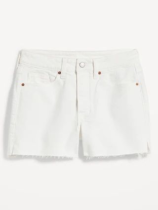 High-Waisted OG Straight White Jean Cut-Off Shorts for Women -- 3-inch inseam | Old Navy (US)