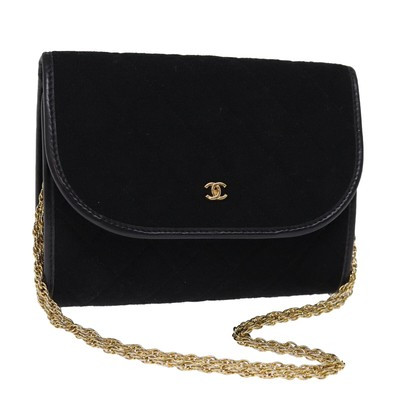 CHANEL Matelasse Chain Shoulder Bag cotton Black CC Auth bs14749A  | eBay | eBay US