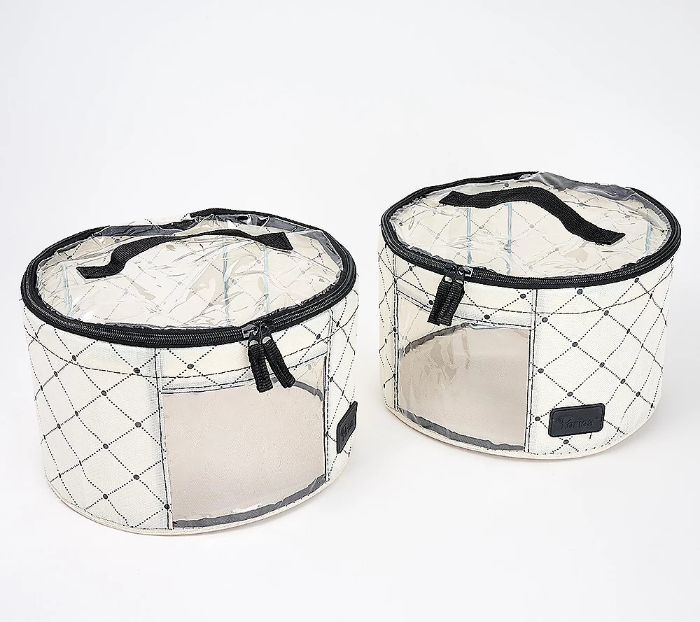 As Is Periea Set of 2 Small Rounds with CarryingHandles | QVC