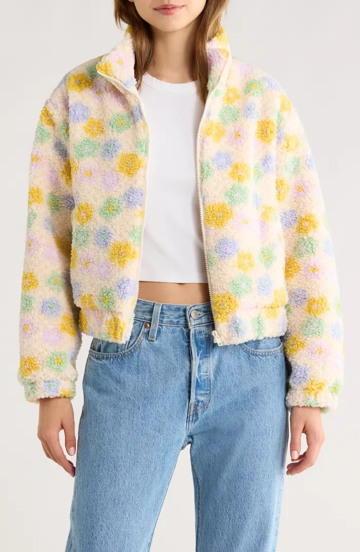 Floral High Pile Fleece Jacket | Nordstrom