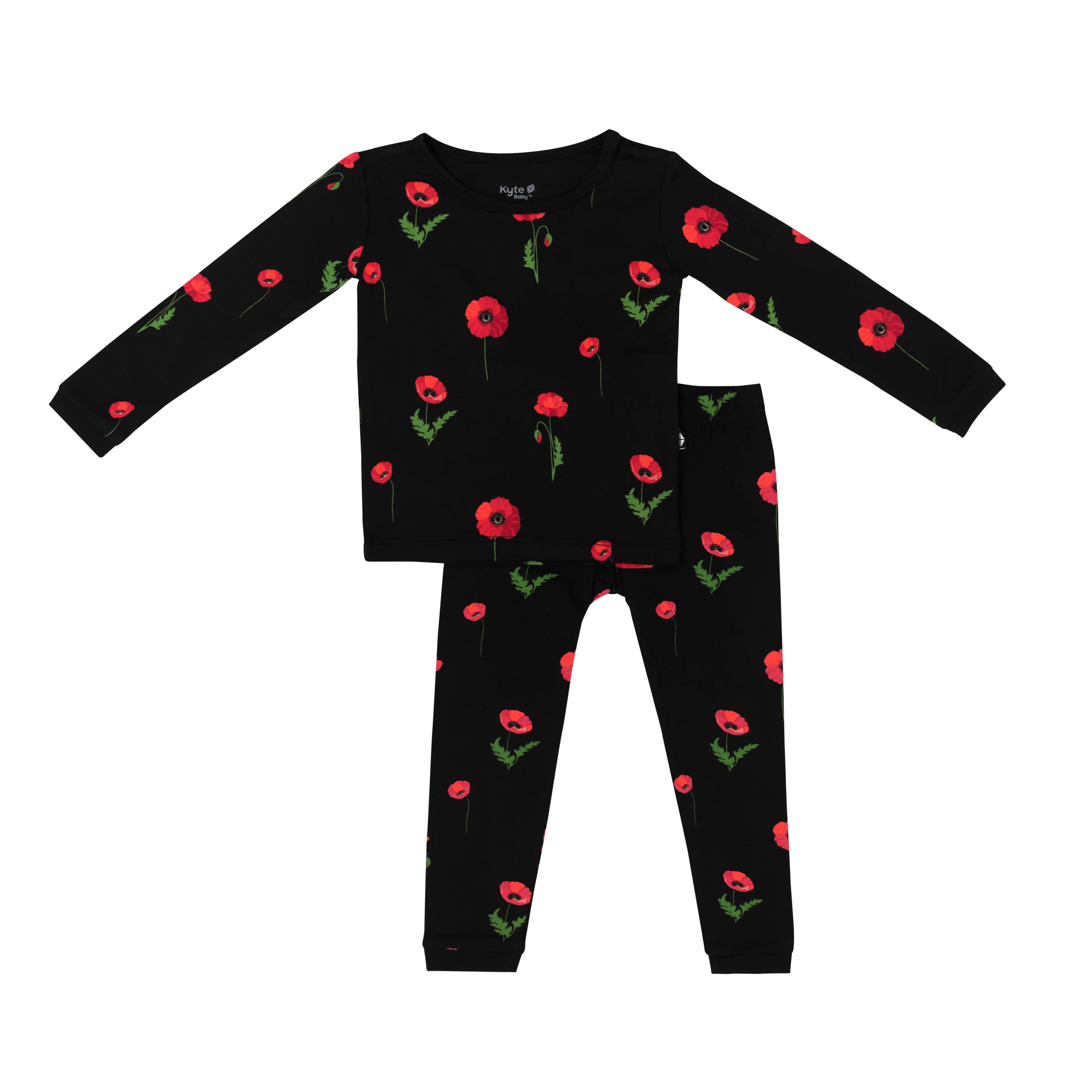 Long Sleeve Pajamas in Midnight Poppies | Kyte BABY