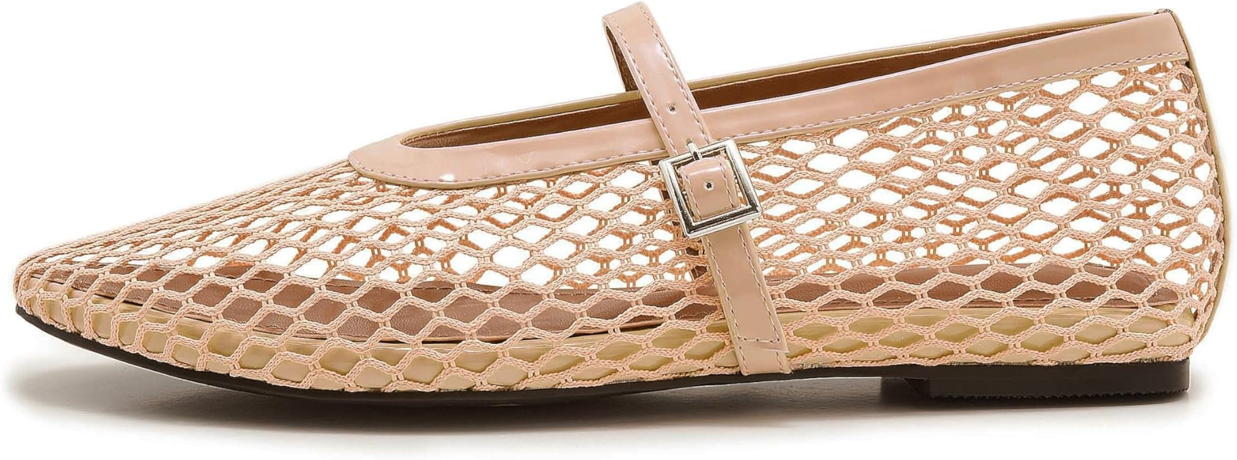 Mesh Ballet Flats for Women Buckle Strap Comfy Casual Office Mary Jane Flat Fishnet Ballerina Fla... | Amazon (US)