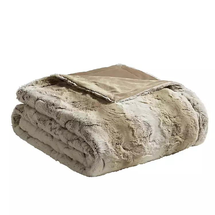 Light Brown Faux Fur Oversized Throw Blanket | Kirkland's Home