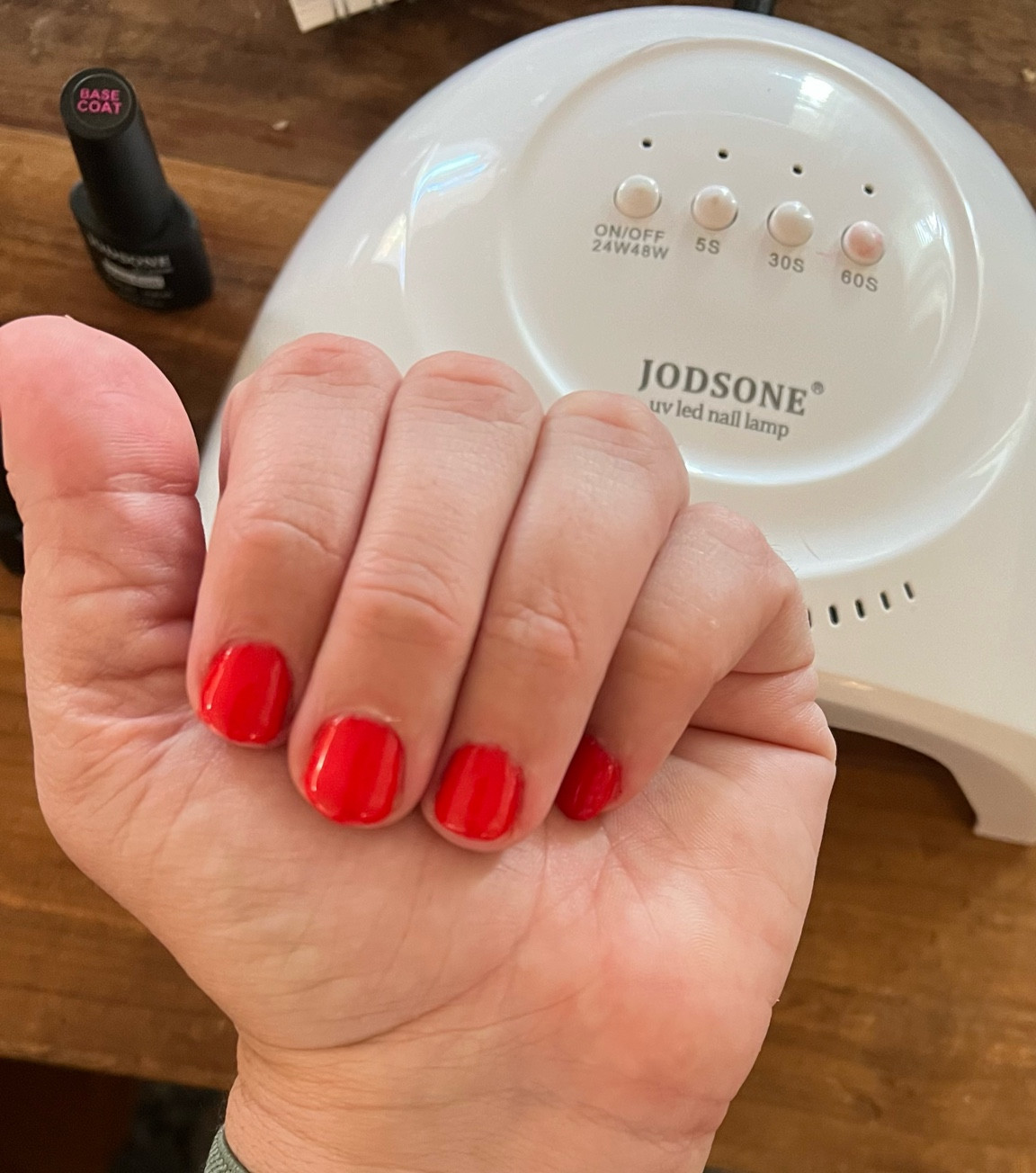 At home gel nails! This color has Cajun shrimp vibes 😍