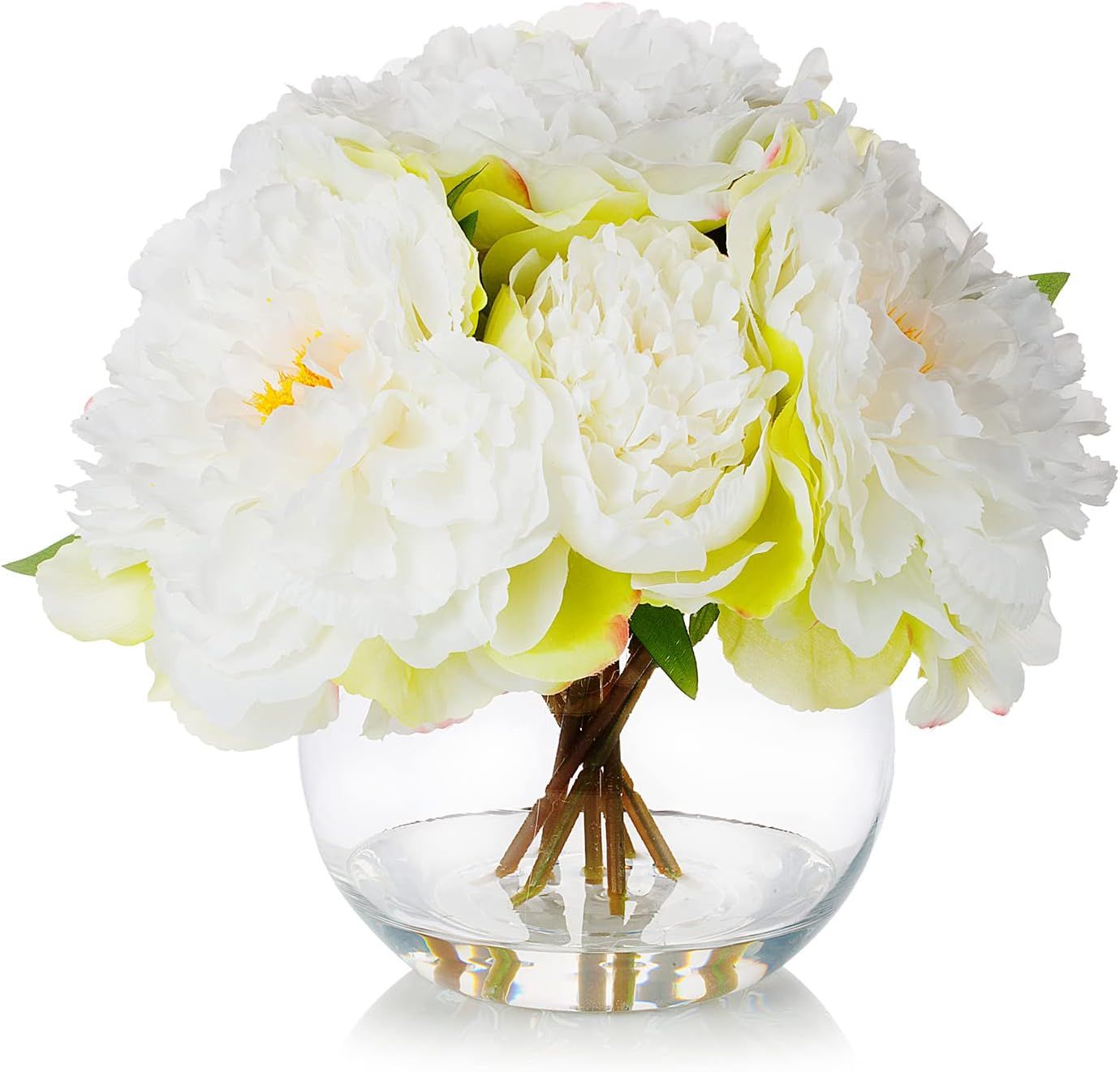 ENOVA FLORAL Artificial Peony Flower with Vase, Fake Flowers Arrangement in Vase, Artificial Flow... | Amazon (US)