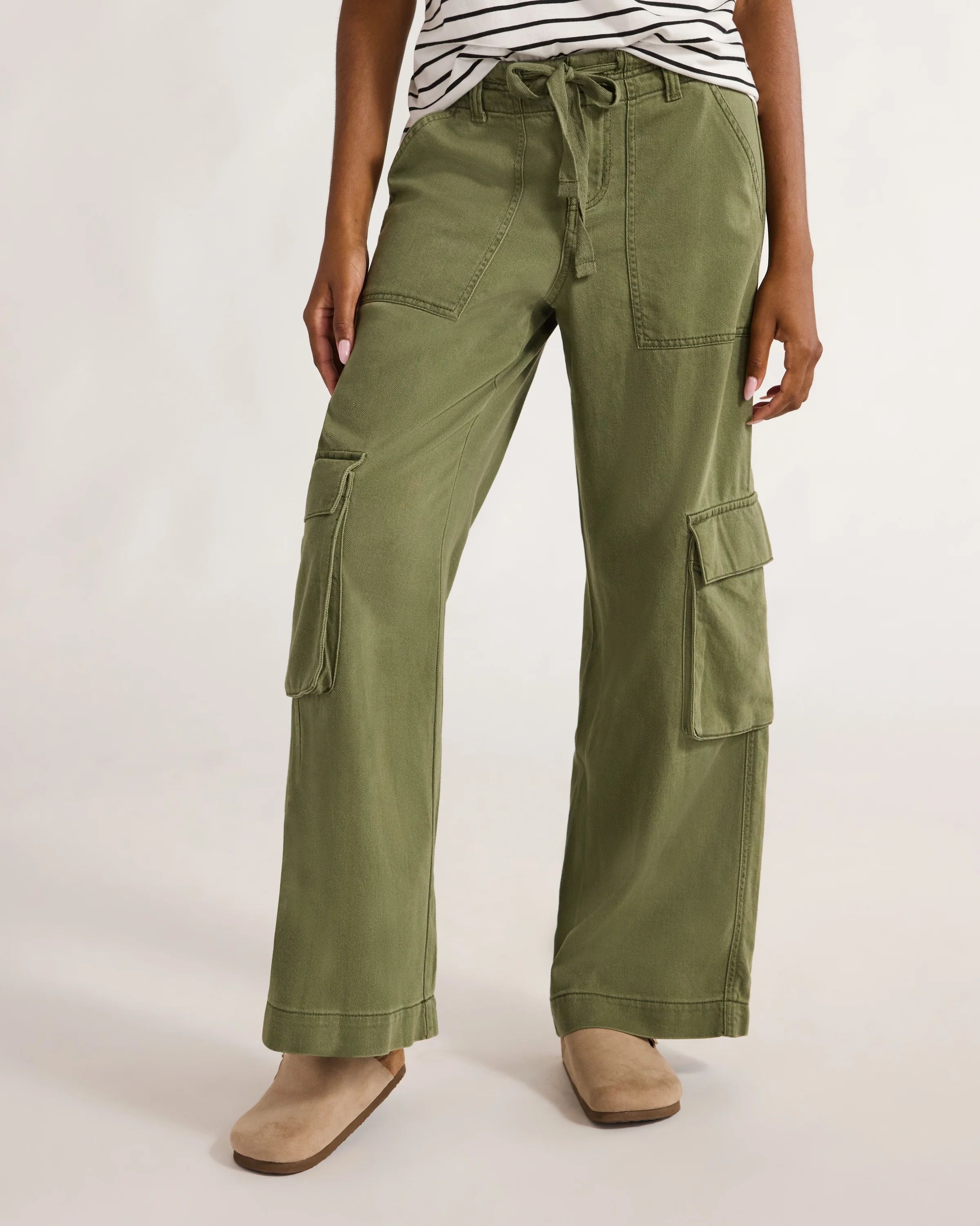 Time and Tru Women's Drawstring Cargo Pants, Sizes 2-20 | Walmart (US)