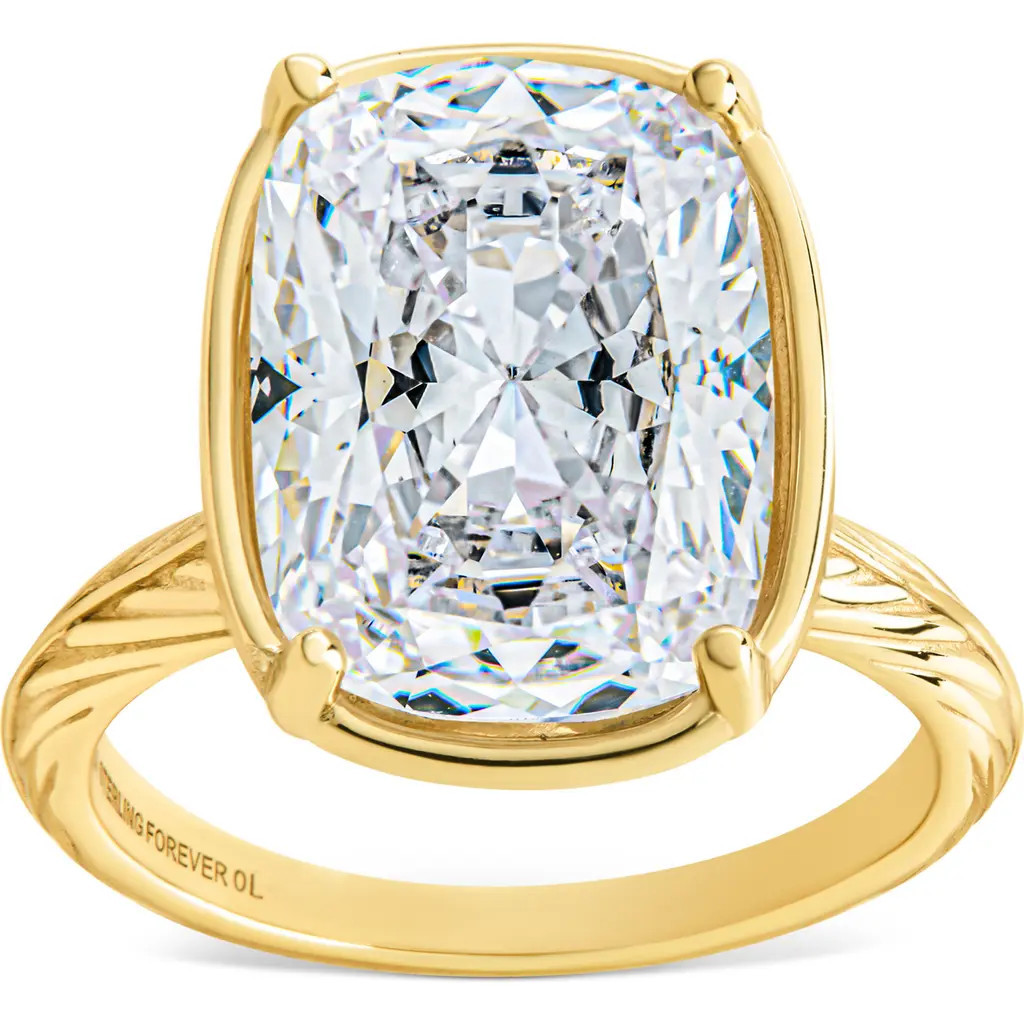 Sterling Forever Taylor's Elongated Cubic Zirconia Ring in Gold at Nordstrom, Size 9 | Nordstrom