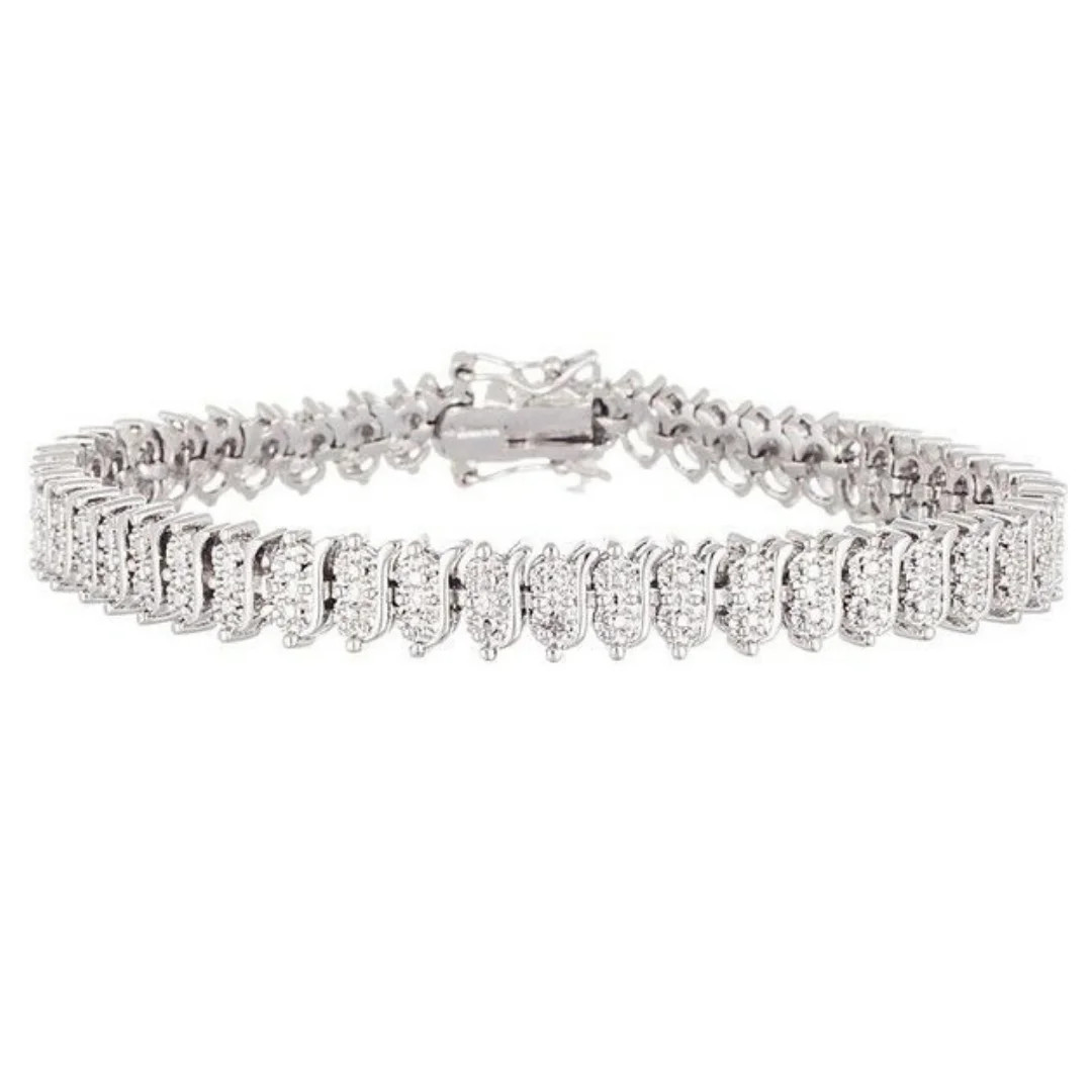18K White Gold Simulated Diamond Tennis Bracelet | Walmart (US)
