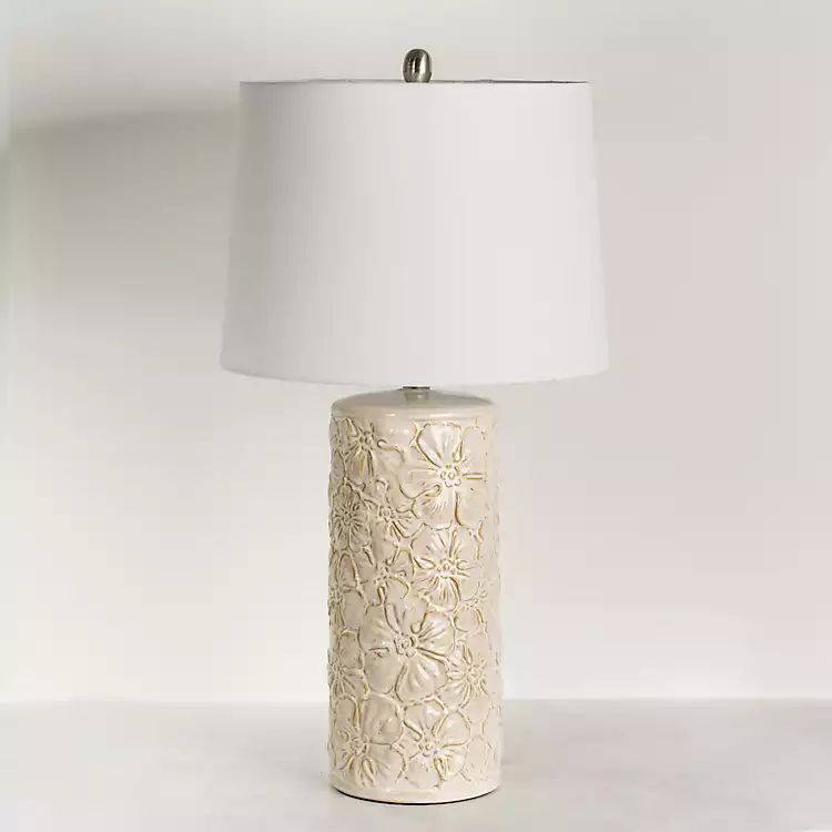 Berto Glazed Ivory Floral Table Lamp | Kirkland's Home