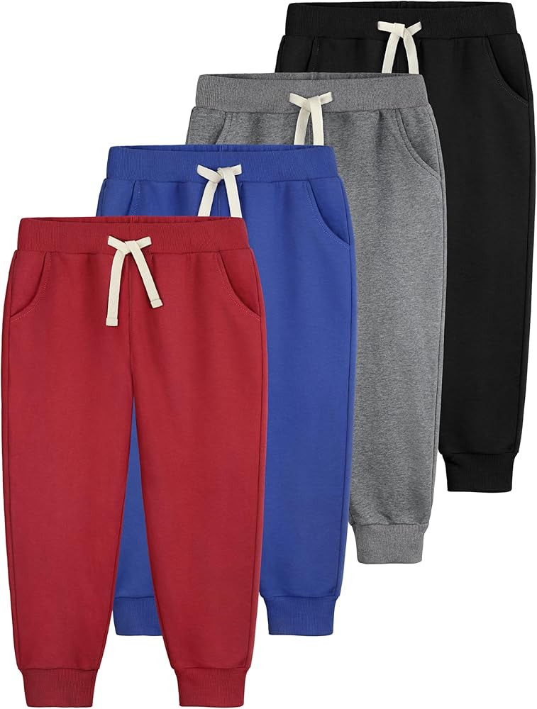 4 Pack Toddler Boys Sweatpants Cotton Baby Kids Joggers Toddler Boys Girls Sweatpants with Pocket... | Amazon (US)