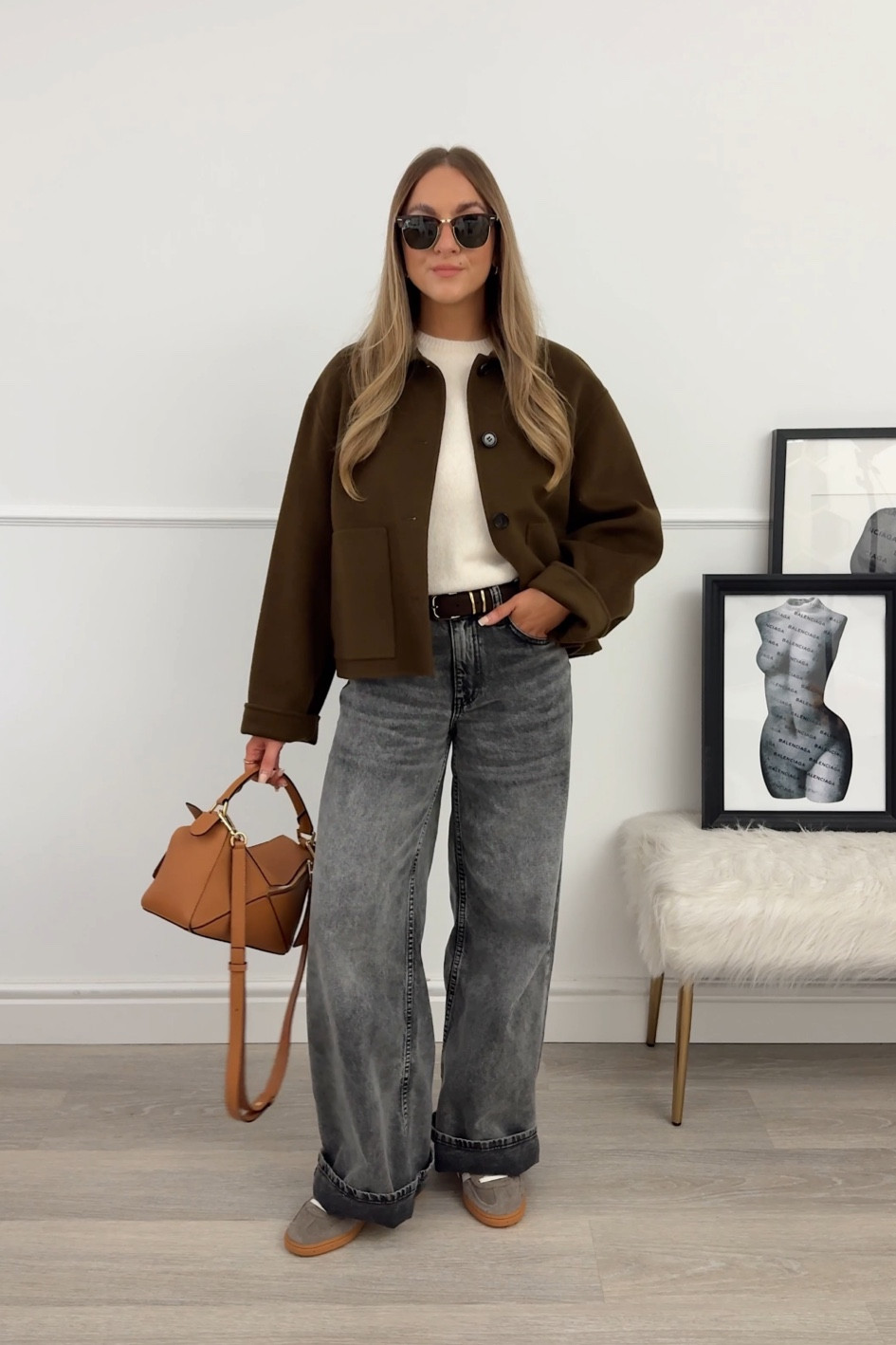 Casual autumn outfit idea with grey wide leg jeans, a wool short jacket & adidas Spezial 🍂

Jacket: small 
Knit: medium
Jeans: 6 short 

#LTKautumn #LTKstyletip #LTKmodest