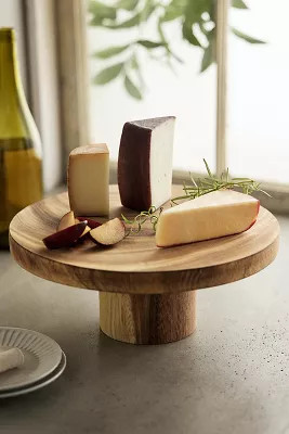 Wood Slab Pedestal Serving Board | Anthropologie (US)
